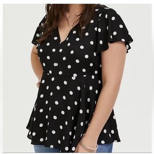 Torrid Babydoll Georgette Flutter Sleeve Blouse
